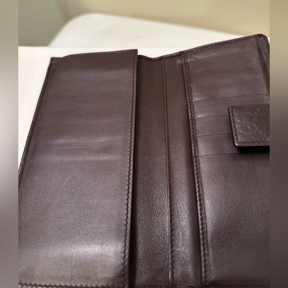 GUCCI Ssima GG wallet in EUC brown leather with monogram on leather see pic - Picture 4 of 10